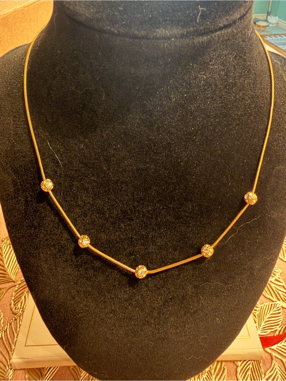 Monet Gold-Tone Station Necklace with Sparkling Bead Accents